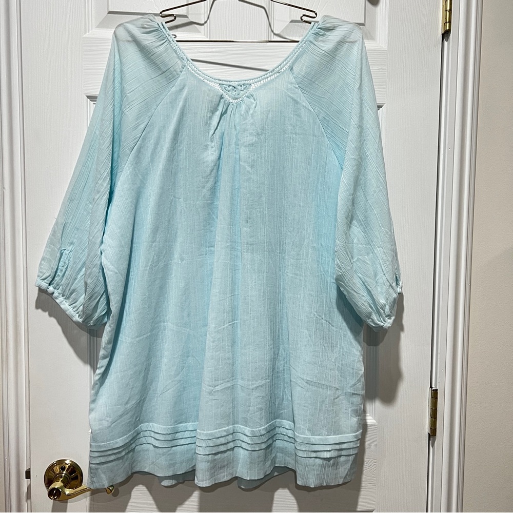 Soft Surroundings Light Blue Embroidered Cotton Tunic - Picture 5 of 10